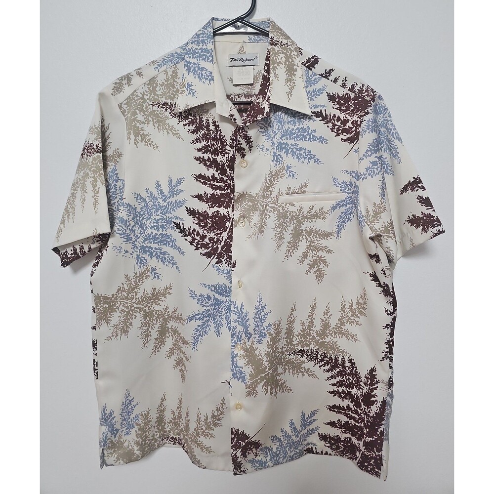 Tori Richard Vintage Aloha Hawaiian Floral Shirt Sz Mens Small Polyester Hawaii